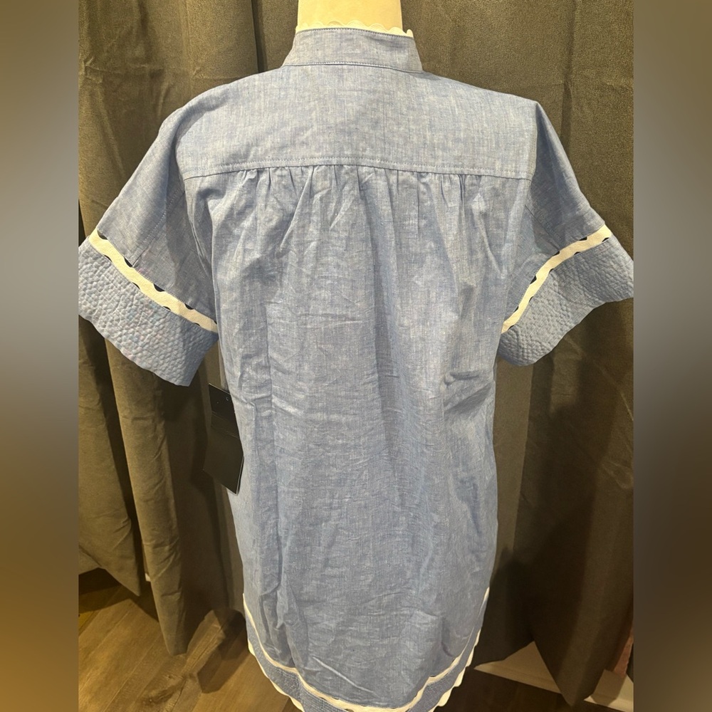 NWT Tuckernuck Chambray Cornelia Dress Blue Small MISSING Belt Mini Linen Blend - Picture 9 of 15